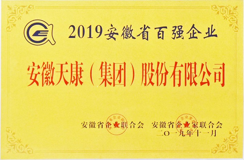 2019年度安徽省百强企业
